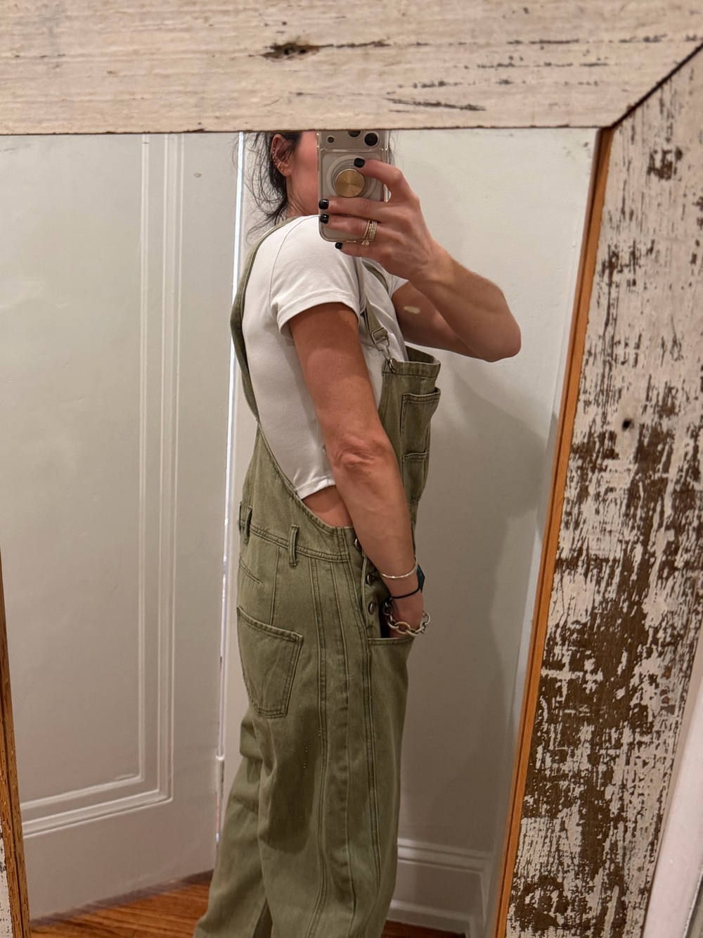 Barrel leg Olive Green Overalls - Picture 2 of 9